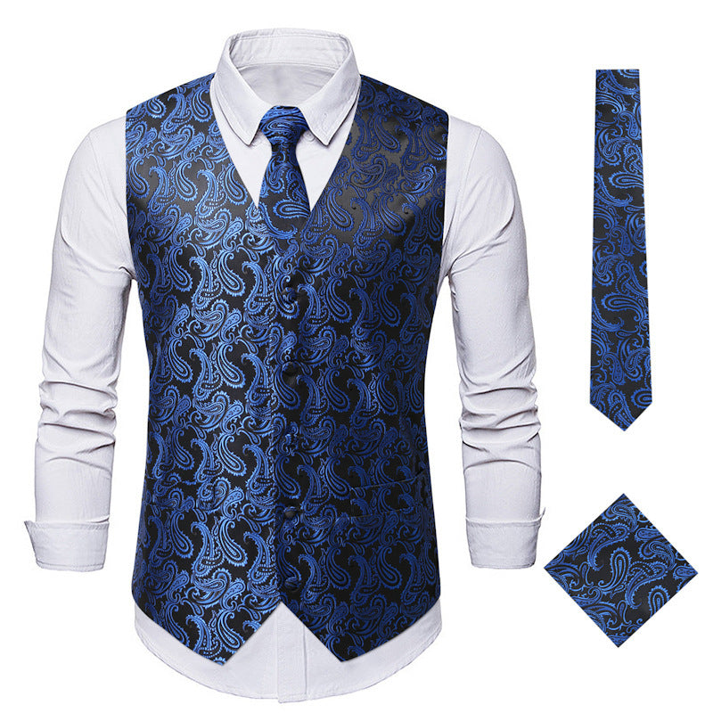 Herren elegante Anzugweste mit eleganten Paisley-Muster und passendem Zubehör R&B