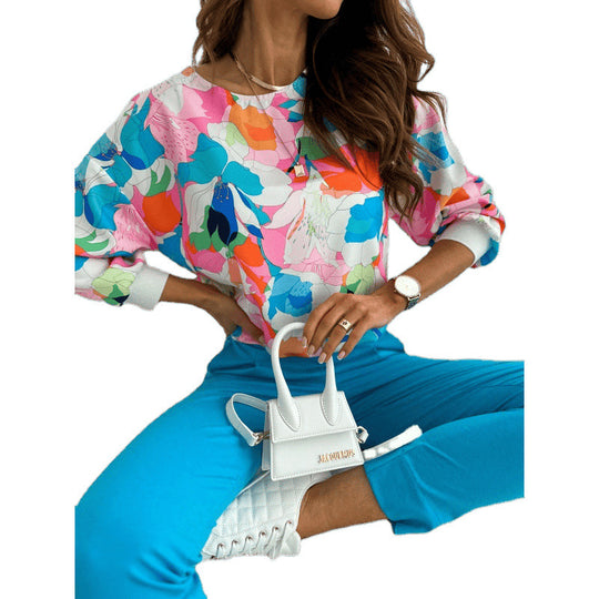 Damen Floral Print Freizeit Sweatshirt R&B