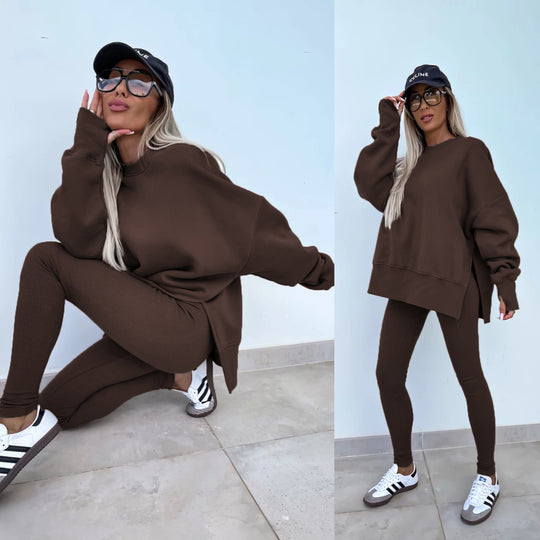 Damen lässiger Oversized-Sweater und leggings im Set R&B