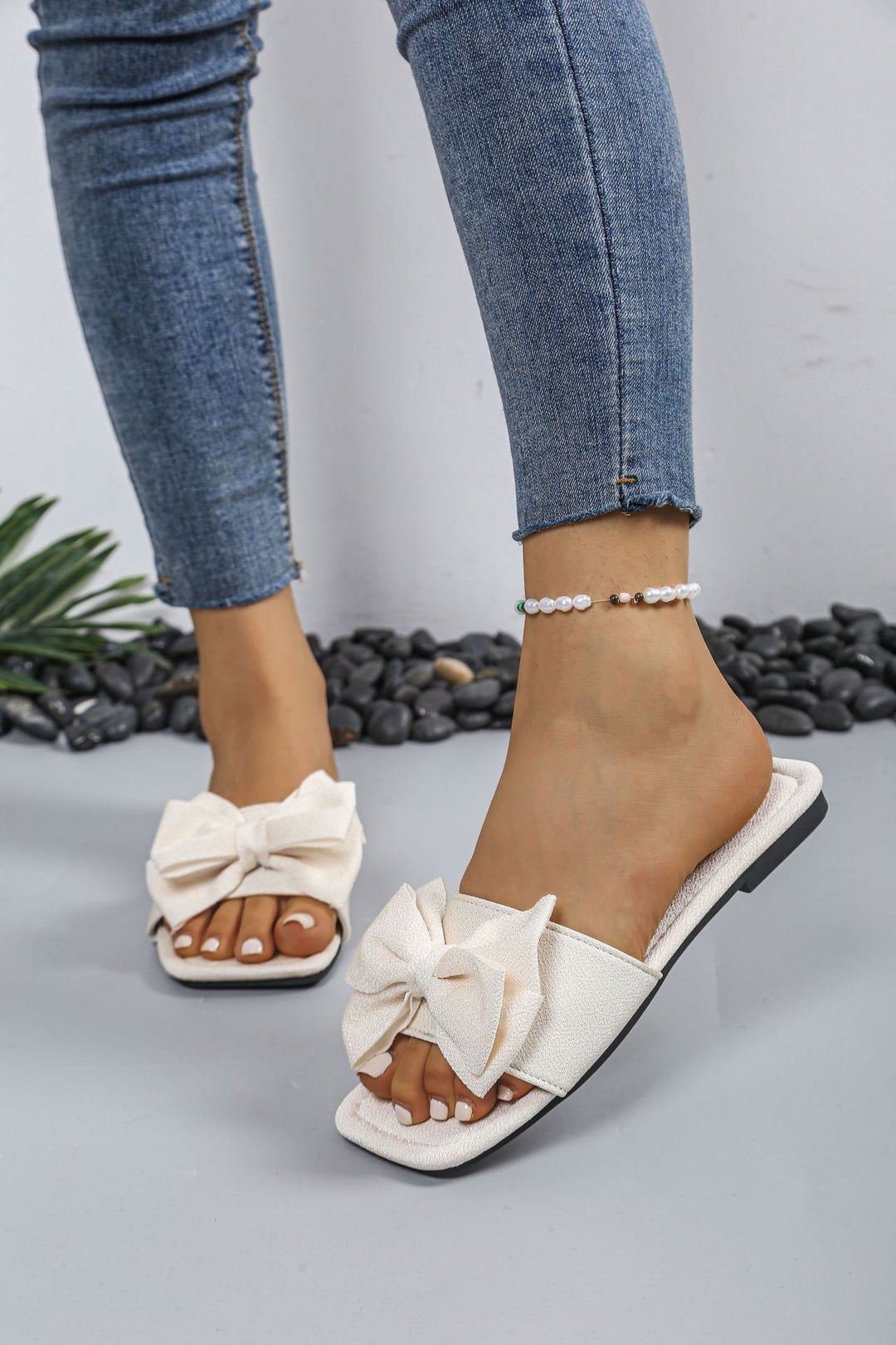 Damen Mules mit großer Schleifen-Applikation R&B
