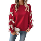 Damen Sweatshirt mit Rüschen und Schleifen R&B