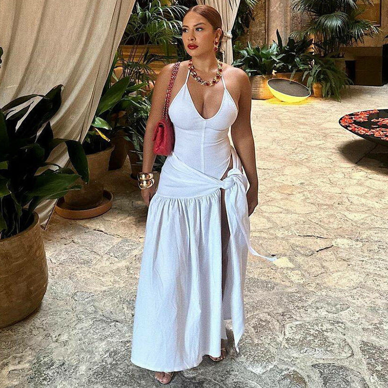 Damen Maxi-Kleid mit elegantem Wickeldesign und seitlichem Schlitz R&B