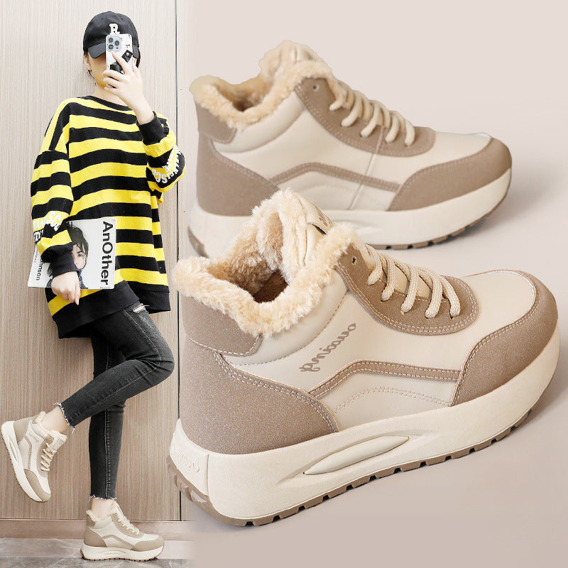 Damen Sportliche High-Top Sneakers mit warmem Fleece-Futter und rutschfester Sohle R&B
