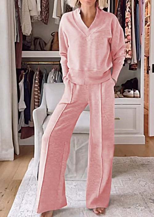 Damen Angesagtes Freizeit-Set mit weitem Schnitt und tiefem V-Ausschnitt R&B