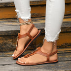 Damen Bequeme Zehentrenner mit goldenen Details R&B