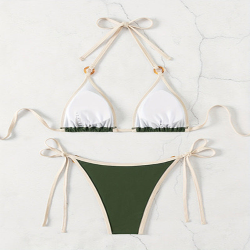 Damen Triangel-Bikini Set mit verstellbaren Trägern und eleganten Akzenten R&B