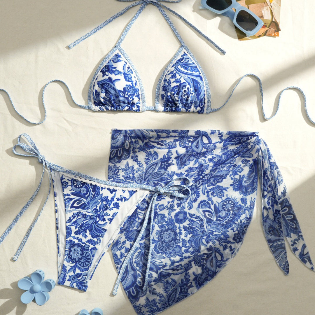 Damen Triangel-Bikini mit floralem Design R&B