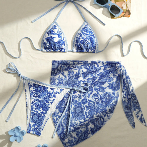Damen Triangel-Bikini mit floralem Design R&B