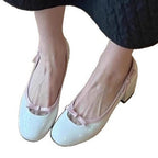 Damen Elegante Ballerina-Pumps mit verspieltem Schleifendetail und komfortablem Blockabsatz