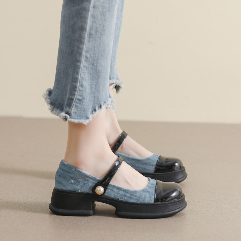 Damen Mary-Jane Schuhe mit modischem Riemen und komfortablem Blockabsatz