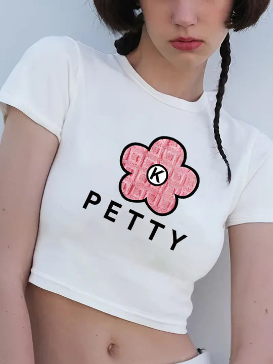 Damen Kurzarm T-Shirt mit aufgedrucktem Lippenmotiv R&B