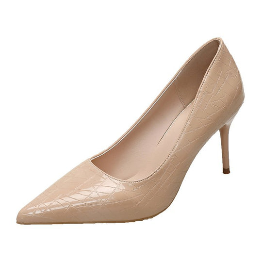 Damen elegante Spitzen-High Heels mit raffiniertem Schlangenleder-Effekt R&B