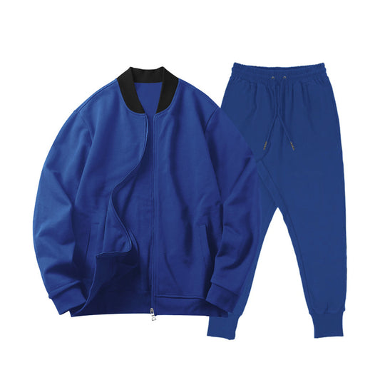 Herren nan locker geschnittenes Sweatset mit Reißverschluss-Bomberjacke und konisch zulaufender Jogginghose aus weichem Baumwollfleece R&B