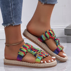 Damen bunte und leichtgewichtige Freizeit-Sandalen mit geflochtenem Obermaterial R&B