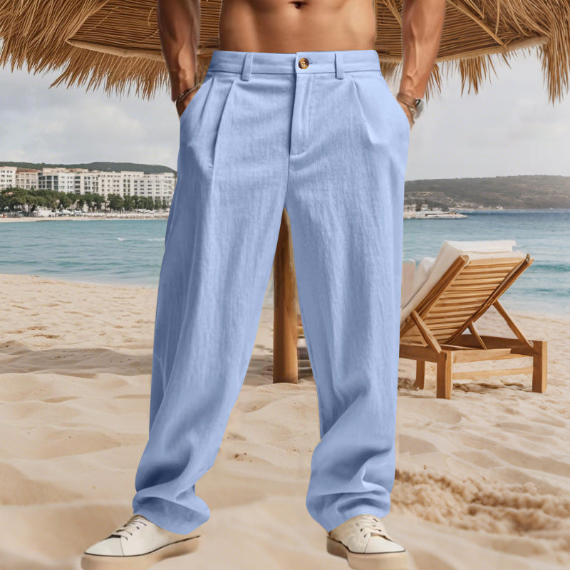 Damen elegante Langehose im lockeren Schnitt mit feinen Falten R&B
