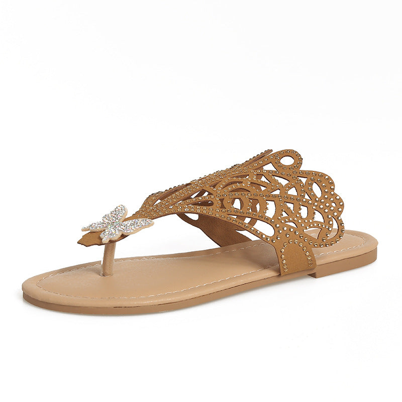Damen Elegante Zehentrenner mit funkelndem Design und modischem Riemen R&B