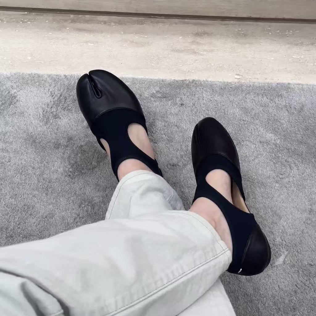 Damen Ballerinas mit innovativem Zehenteil und elastischem Riemendesign R&B