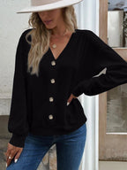 Damen lässige Strickjacke mit Knopfleiste R&B