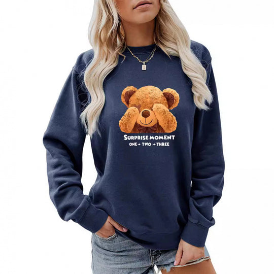 Damen Freizeitpullover mit süßem Bärenmotiv R&B