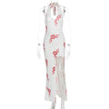 Damen Elegantes Maxikleid mit floralem Print und transparentem Schlitz R&B