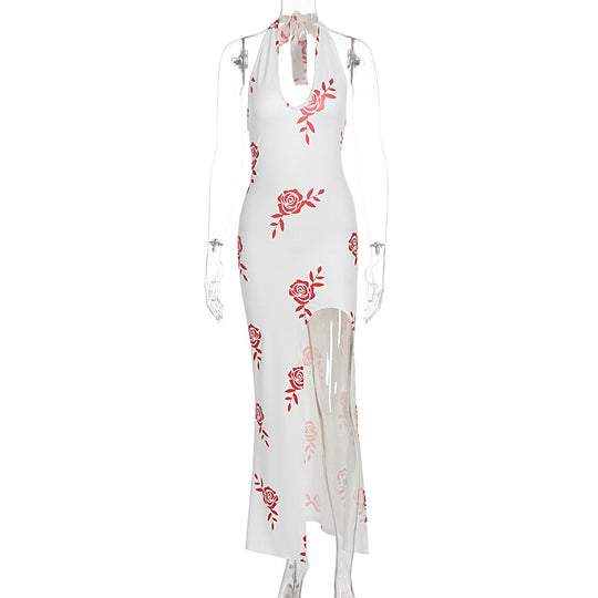 Damen Elegantes Maxikleid mit floralem Print und transparentem Schlitz R&B