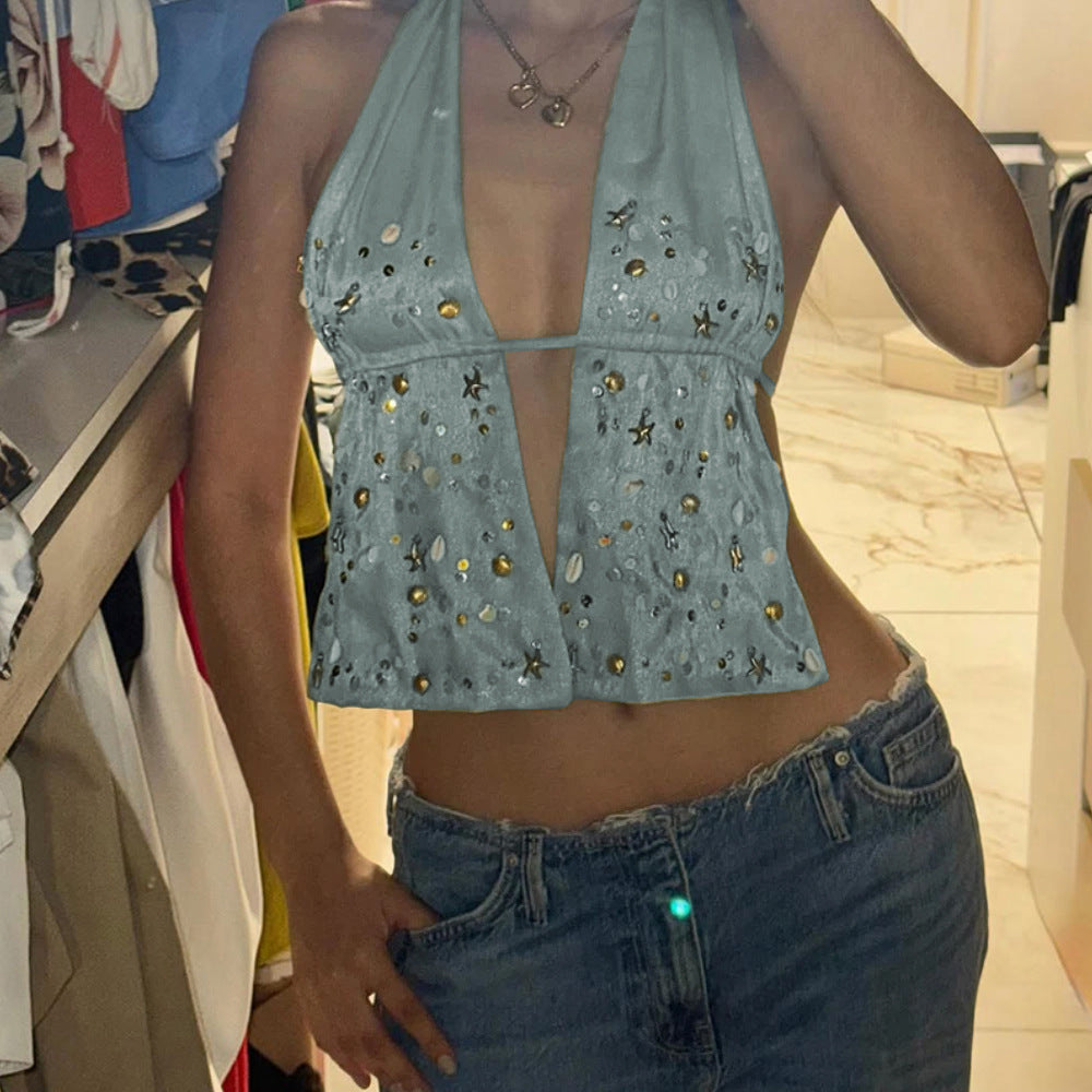 Damen Strandtop mit geschmackvollen Perlendetails R&B