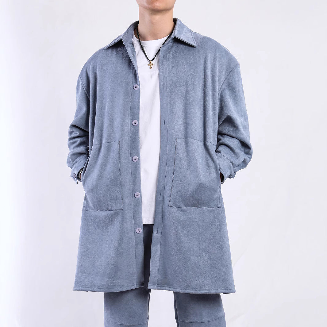 Damen Oversize Hemdenjacke aus weichem Suede mit großen Taschen R&B