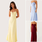 Damen Abendkleid mit verführerischem Spaghettiträger-Design und elegantem Schlitz EB
