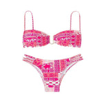Damen Bandeau-Bikini mit floralem Muster und eleganten Details R&B