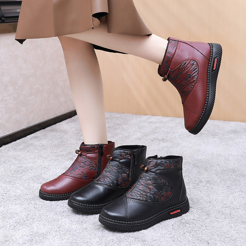 Damen Elegante Ankle Boots mit floralem Muster und komfortablem Schnürverschluss R&B