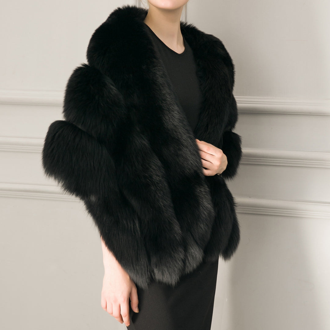 Damen luxuriöser Eleganter Kunstpelz-Cape R&B