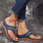Damen Bequeme Schmuck-Sandalen mit Zehensteg R&B