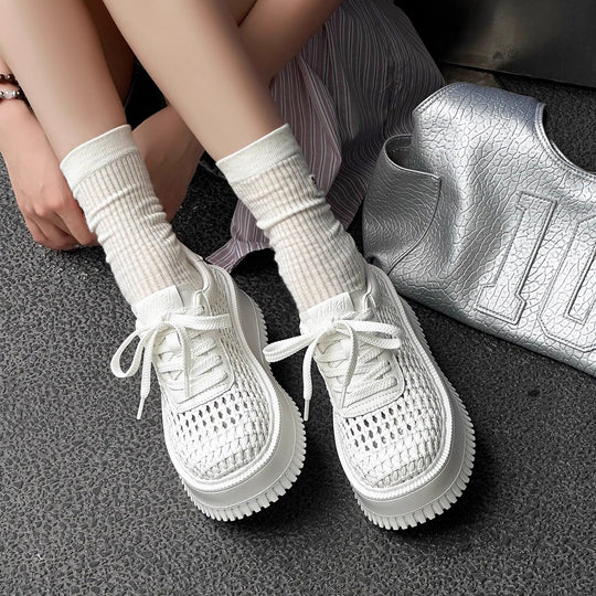 Damen Sportliche Sneaker mit atmungsaktivem Netzdesign und komfortabler Plateau-Sohle R&B