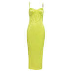 Damen Maxikleid mit verführerischem Bustier und schimmerndem Satin R&B