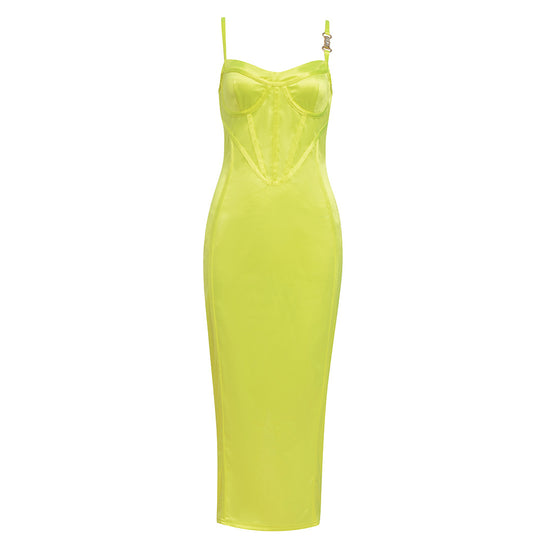 Damen Maxikleid mit verführerischem Bustier und schimmerndem Satin R&B