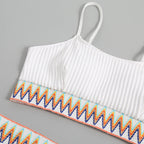 Damen integriertes Bikiniset mit geometrischem Muster R&B