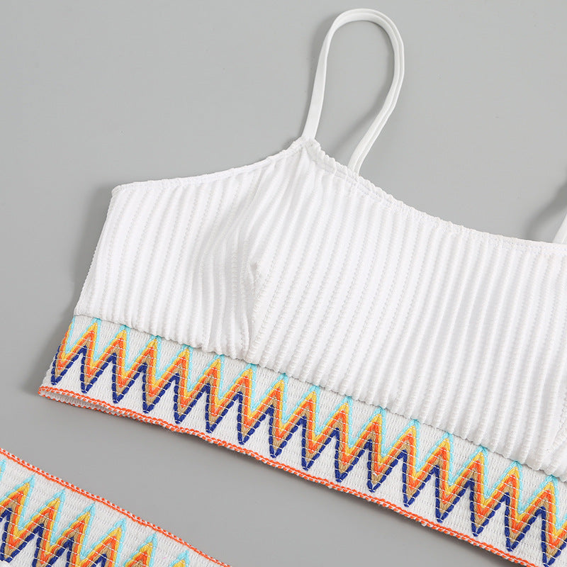 Damen integriertes Bikiniset mit geometrischem Muster R&B