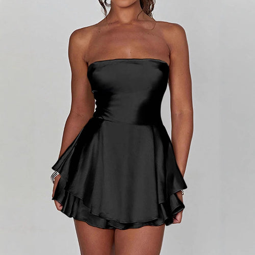 Damen Bandeau-Kleid mit schwingendem Volant-Design R&B