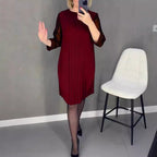 Damen Plissee Abendkleid mit transparenten Ärmeln und elegantem Schnitt R&B