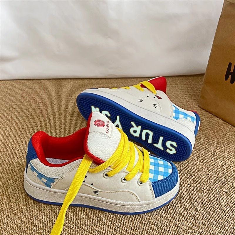 Damen Verspielte Sneakers mit einer Kombination aus Hochwertigem Obermaterial und Farbigen Akzenten