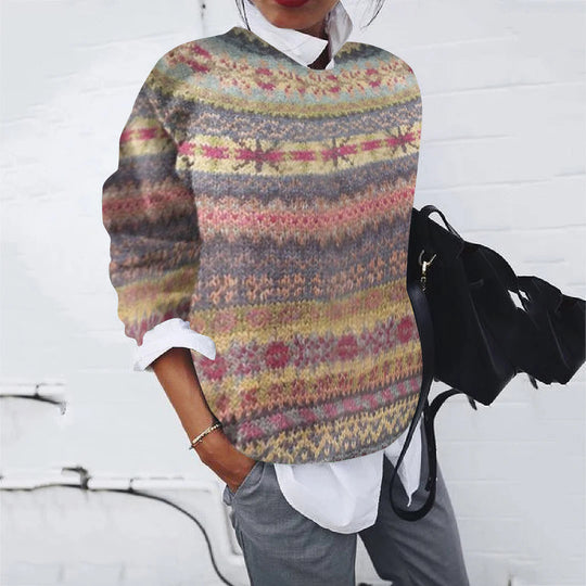 Damen Gemusterter Pullover mit modernem Strickdesign R&B