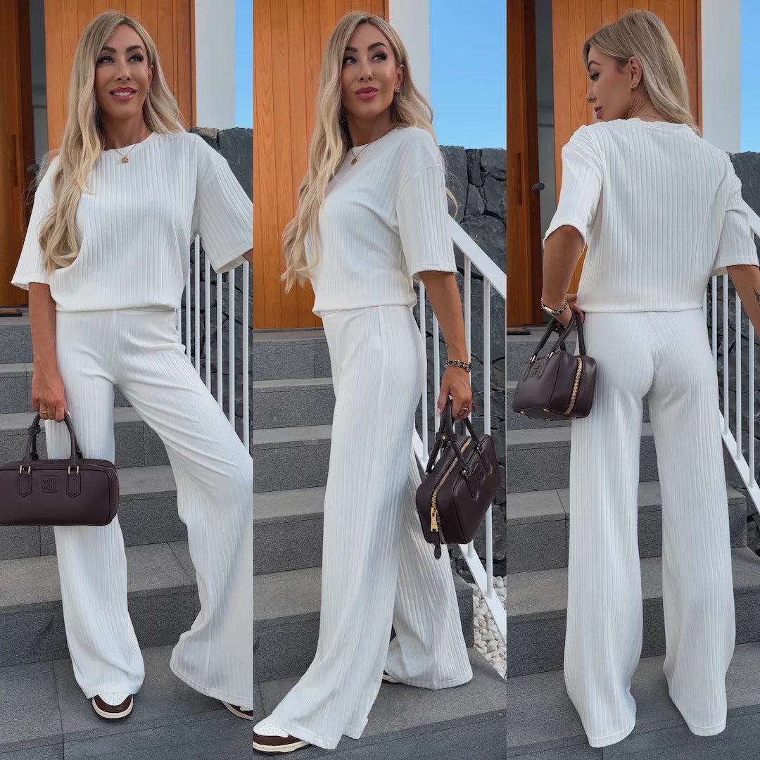 Damen elegantes und bequemes Strickset mit weitem Bein R&B