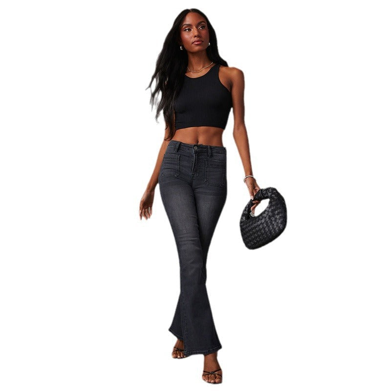 Damen Flared Jeans mit hoher Taille und stylischem Schnitt R&B