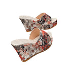 Damen Wedge-Sandalen mit schickem Schlangenleder-Design und gepolsterter Sohle R&B
