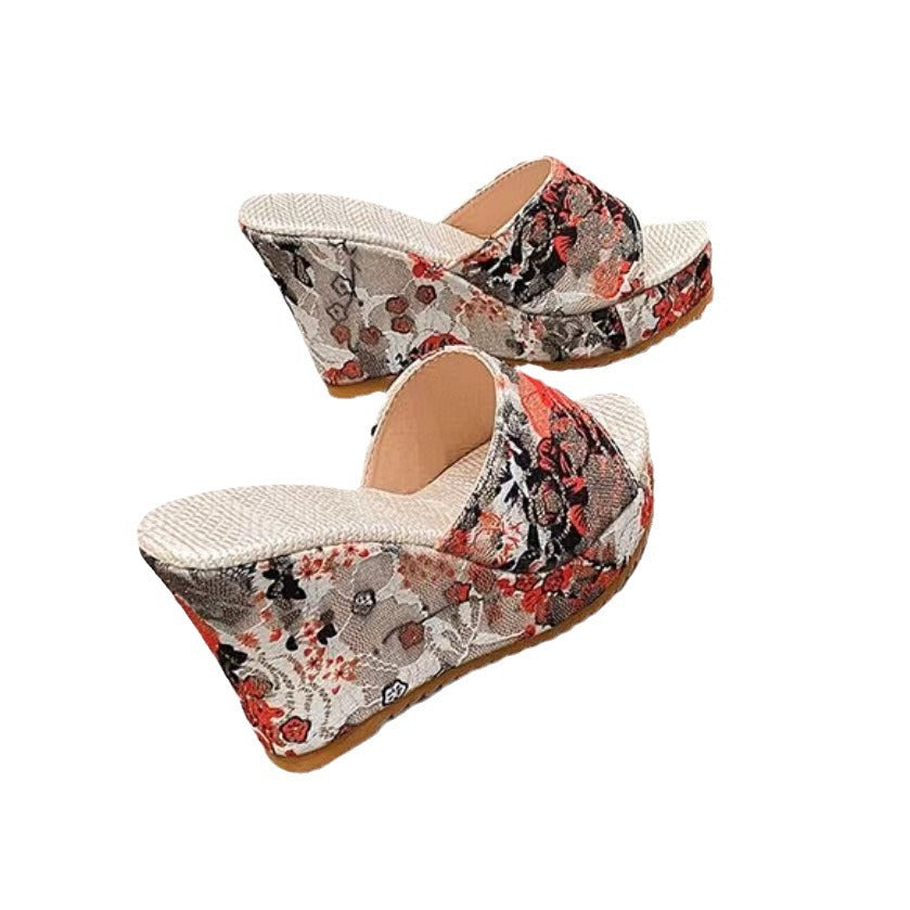 Damen Wedge-Sandalen mit schickem Schlangenleder-Design und gepolsterter Sohle R&B