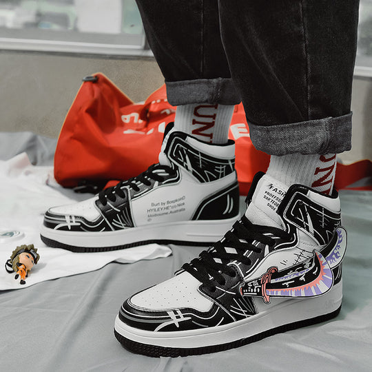 Damen Sportliche High-Top Sneakers mit auffälligem grafischem Design R&B
