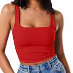 Damen Crop-Top mit quadratischem Ausschnitt und schmalem Schnitt R&B