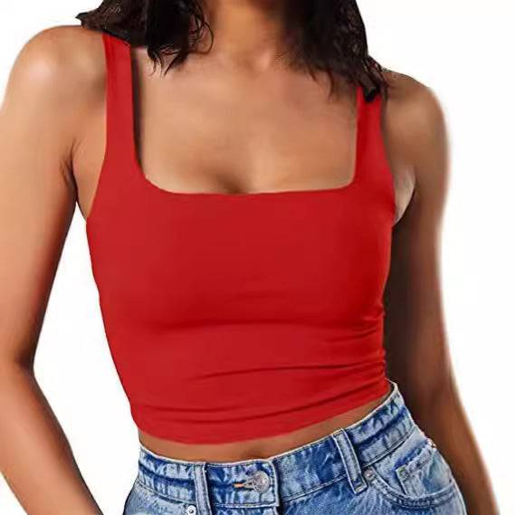 Damen Crop-Top mit quadratischem Ausschnitt und schmalem Schnitt R&B