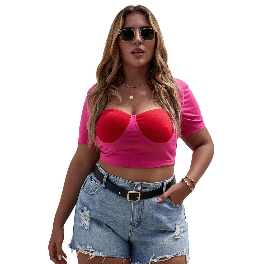 Damen Cropped Top mit raffiniertem Bustier-Design und kurzen Ärmeln R&B