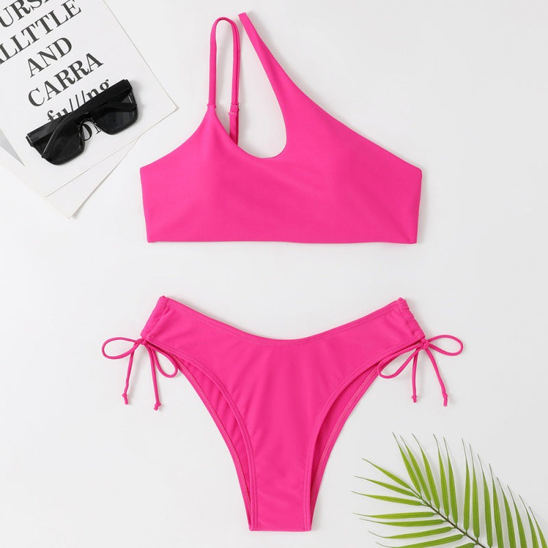 Damen Sportlicher Bikini mit asymmetrischem Oberteil und verstellbaren Trägern R&B